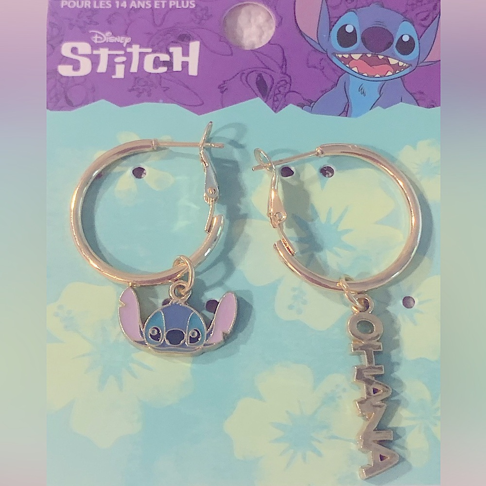 NEW DISNEY Stitch Gold Hoop Earrings medium Trending limited edition kids NWT